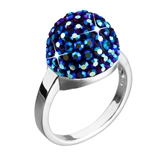 Strieborný prsteň s krištáľmi modrý 35013.5