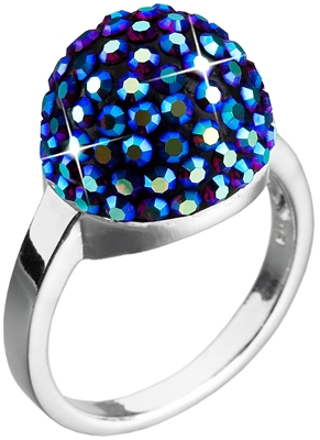 Strieborný prsteň s krištáľmi modrý 35013.5