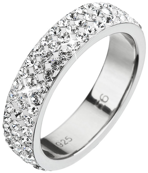 Strieborný prsteň s kryštálmi Preciosa biely 35001.1 white
