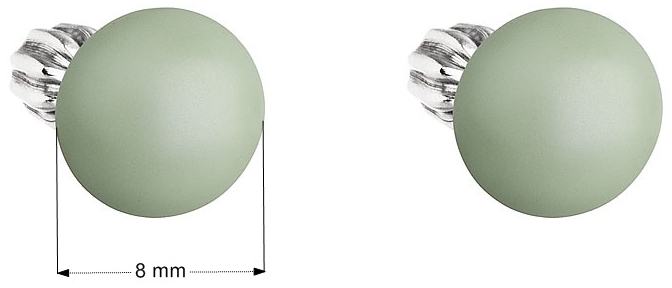 Strieborné náušnice kôstka s perlou Swarovski zelené okrúhle 31142.3 pastel green