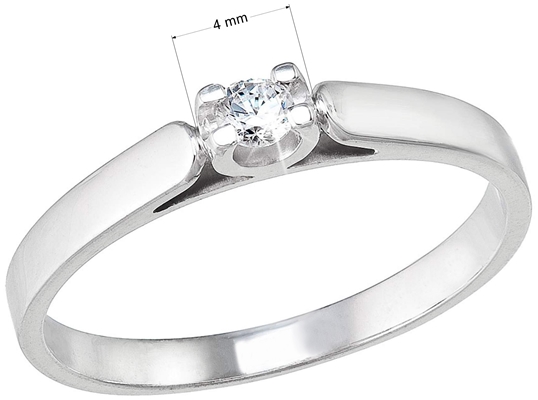Strieborný prsteň s jedným zirkónom biely 885002.1