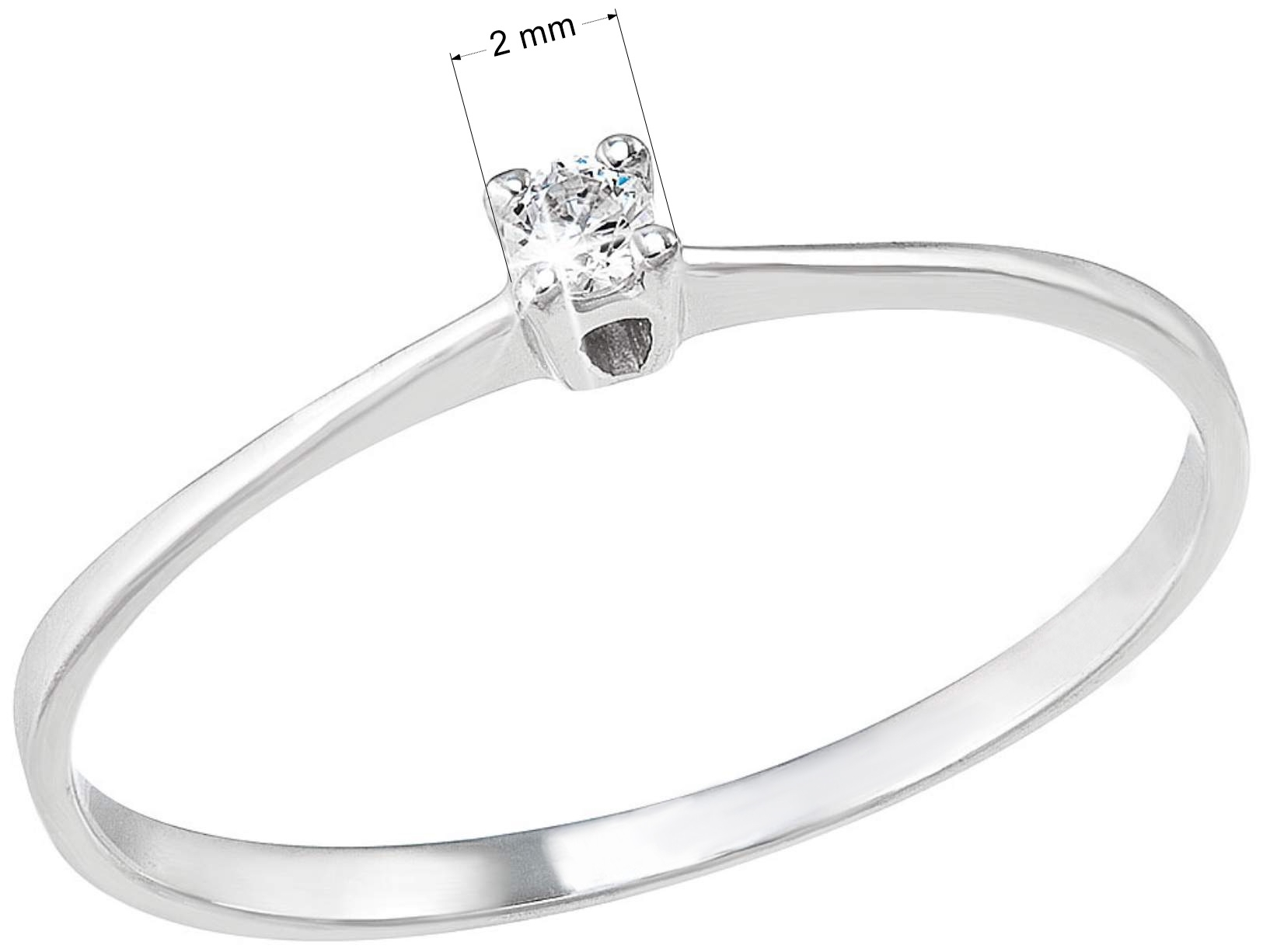 Strieborný prsteň s jedným jemným zirkónom biely 885008.1
