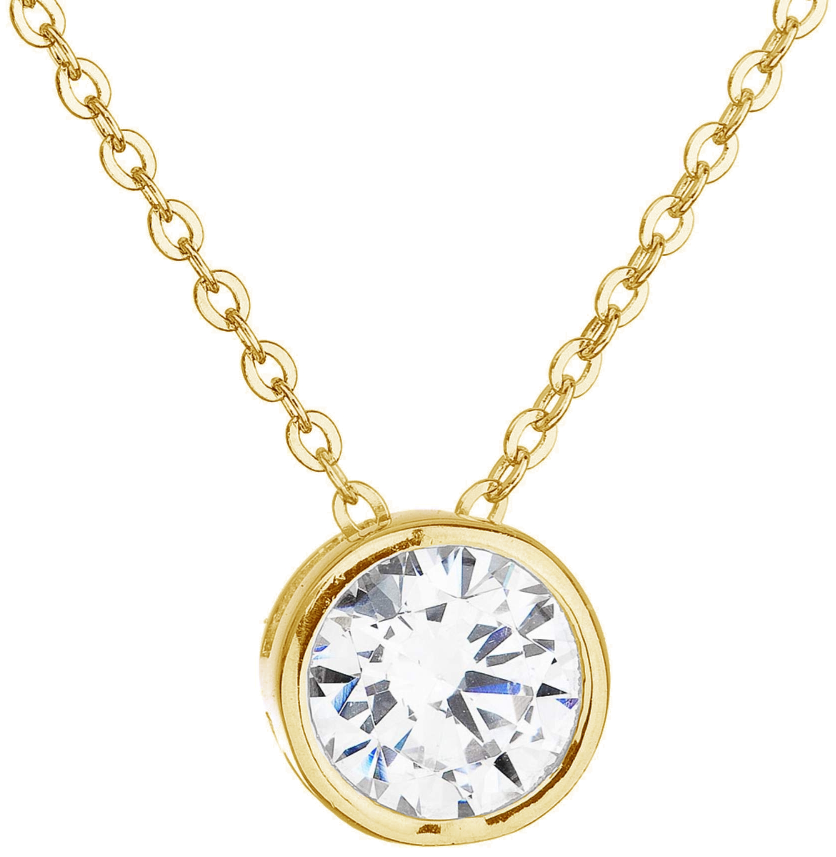 Zlatý náhrdelník s bielym zirkónom 92Z00013 crystal