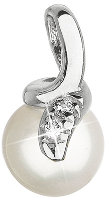 Zlatý 14-karátový prívesok biele zlato s riečnou perlou a zirkónmi 84PZ00009