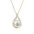 Zlatý 14 karátový náhrdelník slza s bielou riečnou perlou a briliantmi 92PB00032
