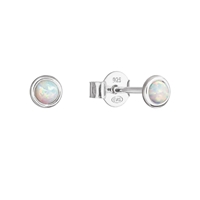 Strieborné náušnice perličky so syntetickým opálom biele okrúhle 11338.1