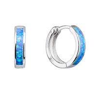 Strieborné náušnice kruhy so syntetickým opálom modré 11402.3
