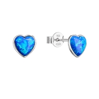 Strieborné náušnice perličky so syntetickým opálom modré srdce 11337.3