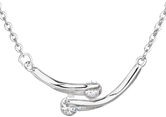 Strieborný náhrdelník so zirkónom v bielej farbe 12009.1
