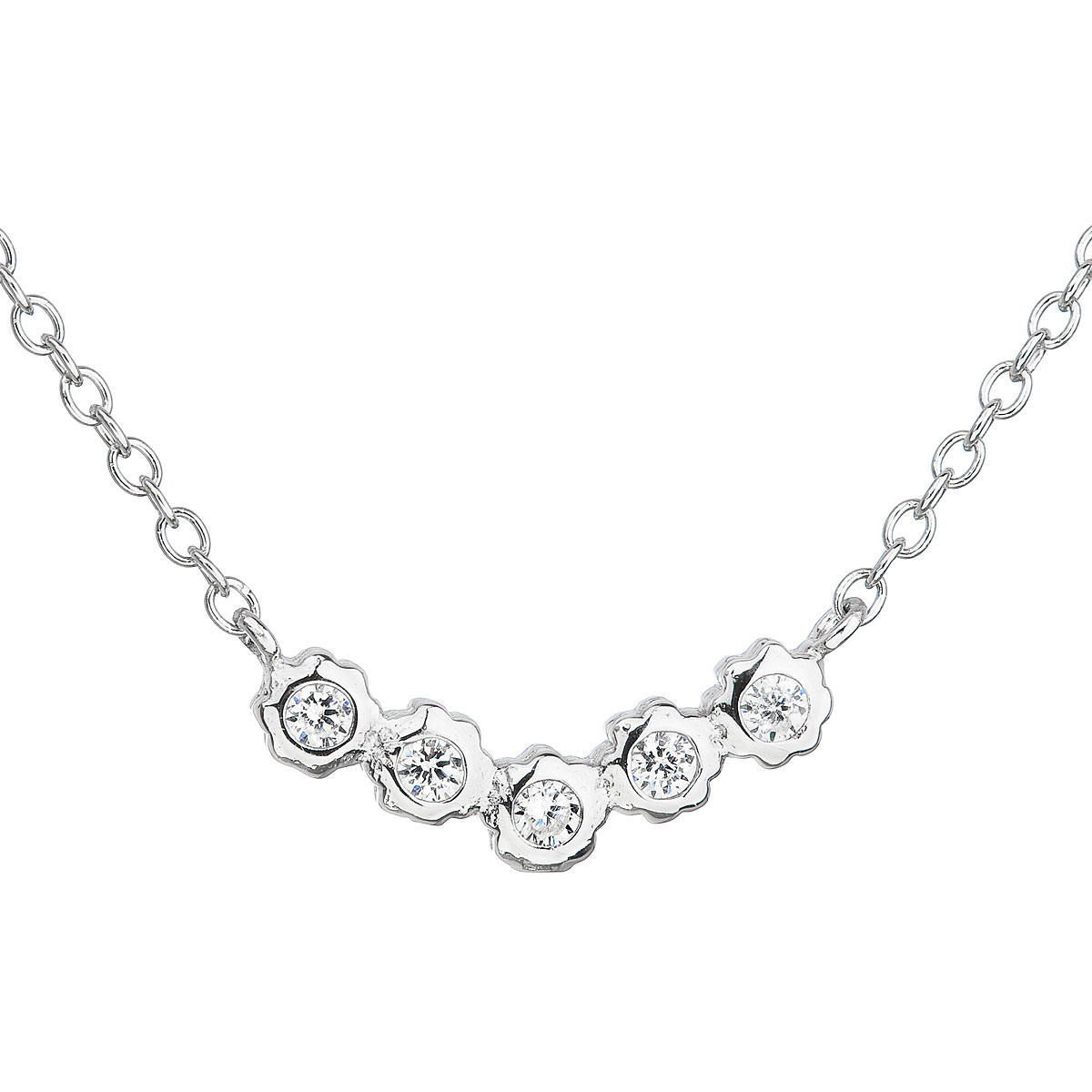 Strieborný náhrdelník so zirkónom v bielej farbe 12014.1