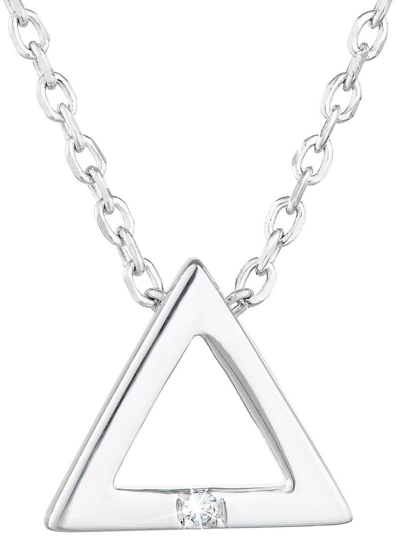 Strieborný náhrdelník so zirkónom biely trojuholník 12016.1