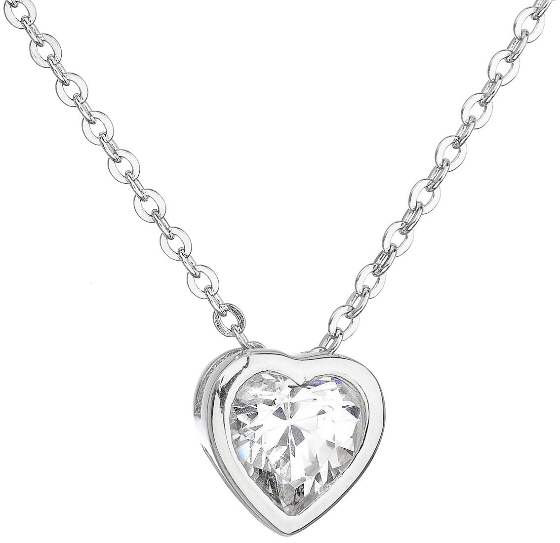 Strieborný náhrdelník so zirkónom biele srdce 12020.1