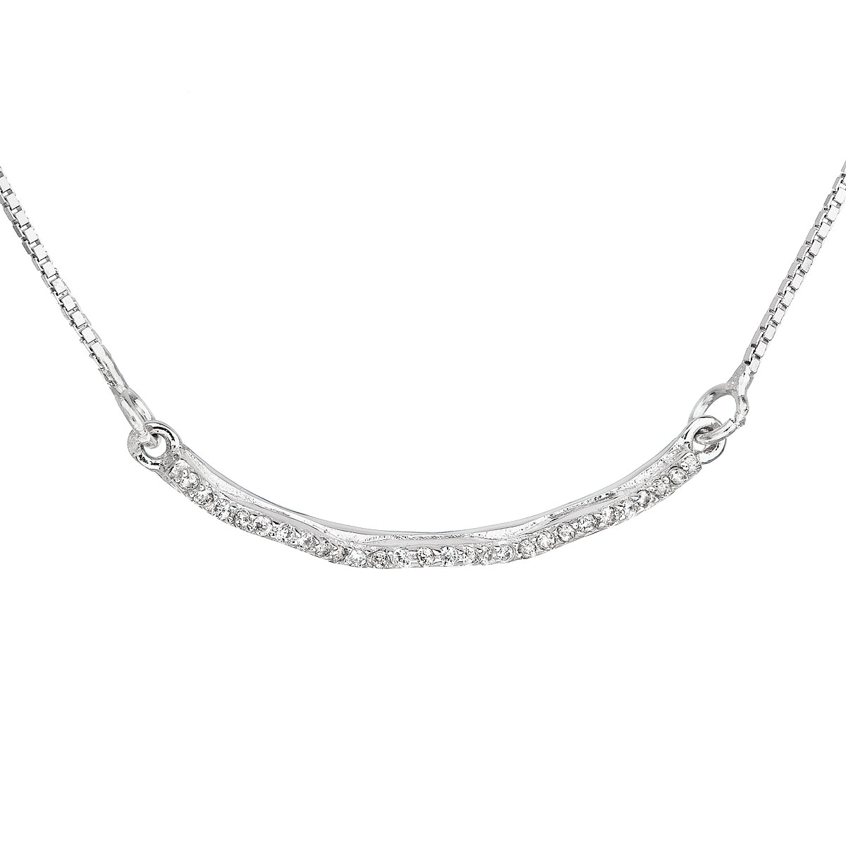 Strieborný náhrdelník so zirkónom v bielej farbe 12023.1
