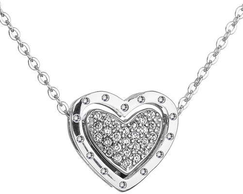 Strieborný náhrdelník so zirkónom biele srdce 12029.1