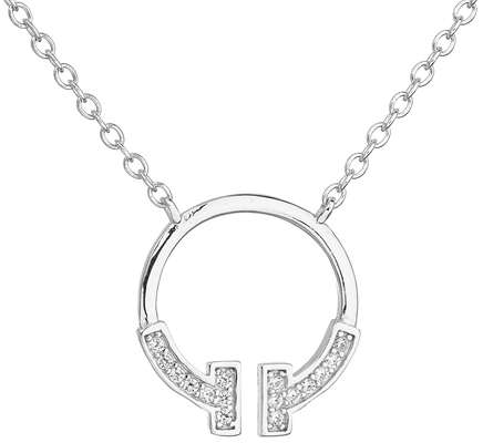Strieborný náhrdelník so zirkónom v bielej farbe 12040.1