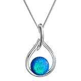 Strieborný náhrdelník so syntetickým opálom modrá kvapka 12045.3