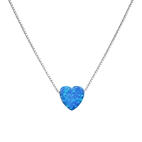 Strieborný náhrdelník so syntetickým opálom modré srdce 12048.3