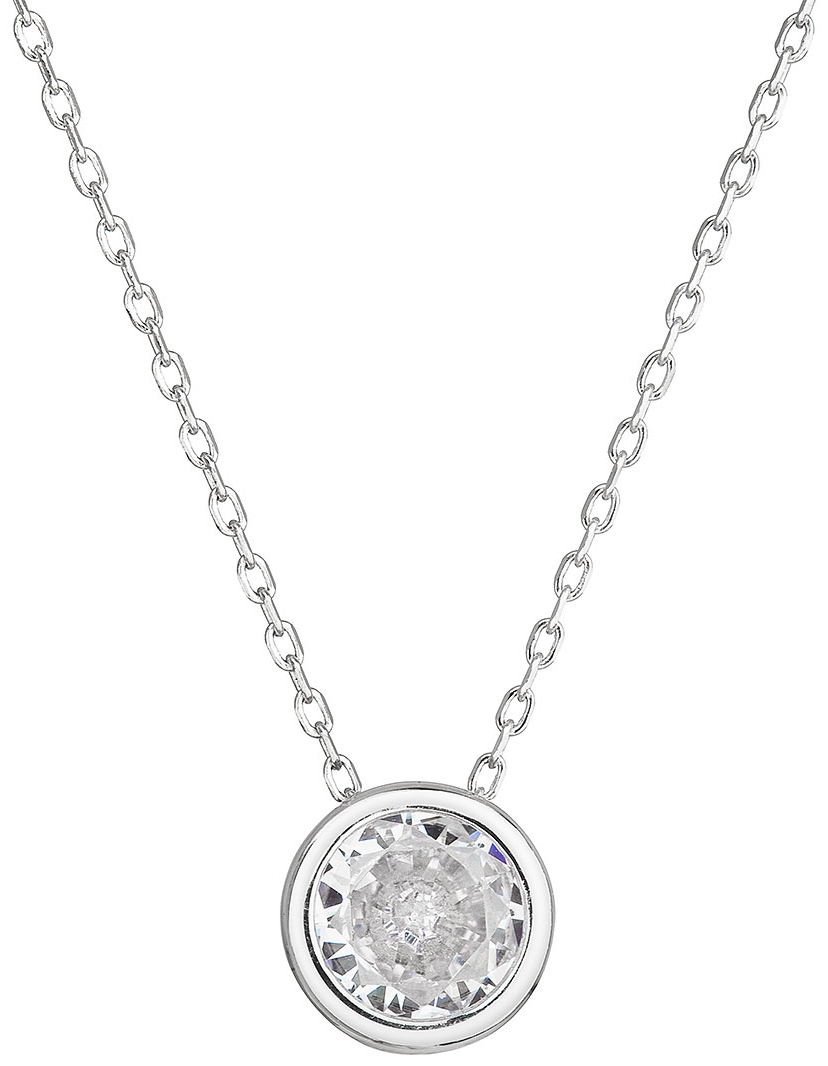 Strieborný náhrdelník so zirkónom v bielej farbe 12051.1 crystal