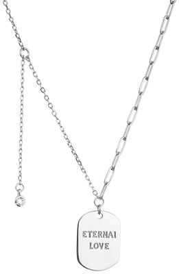 Strieborný náhrdelník placička ETERNAI LOVE a prívesok s mini zirkónikom 12070.1