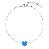 Strieborný náramok so syntetickým opálom modré srdce 13018.3