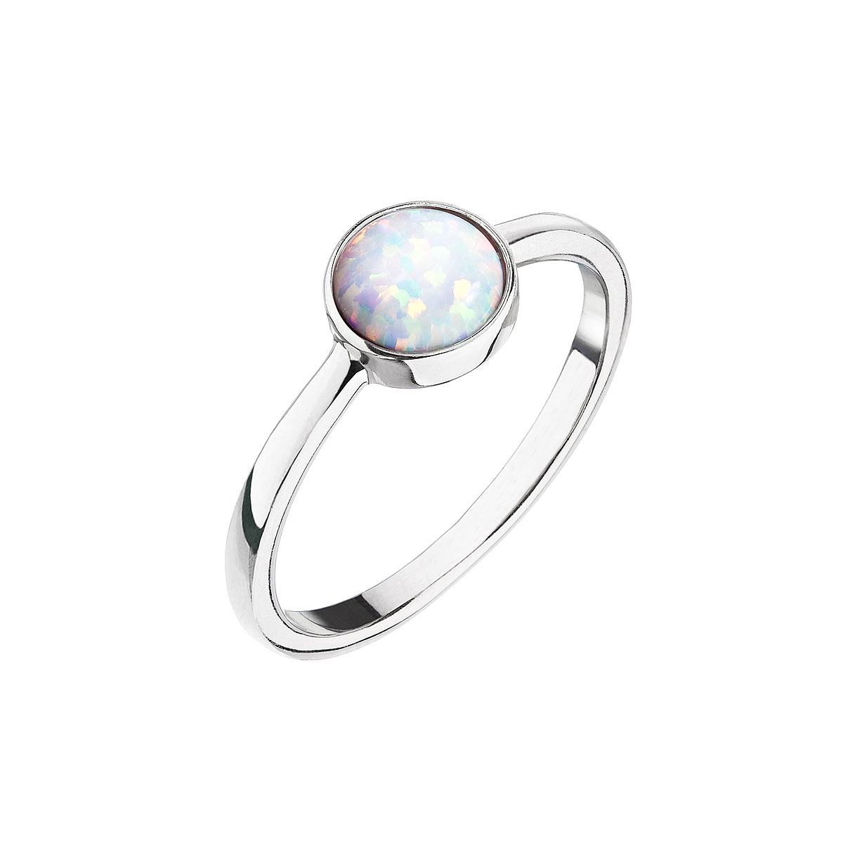 Prstene - Evolution Group Strieborný prsteň s bielym opálom 15001.1 white 52 mm