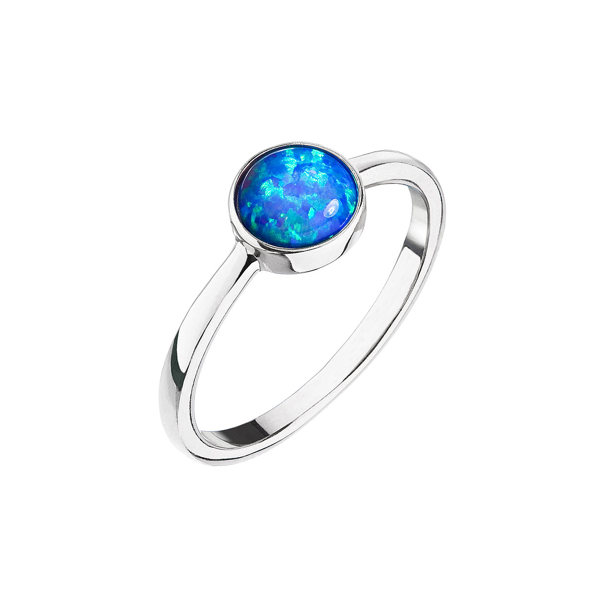 Prstene - Evolution Group Strieborný prsteň s modrým opálom 15001.3 54 mm