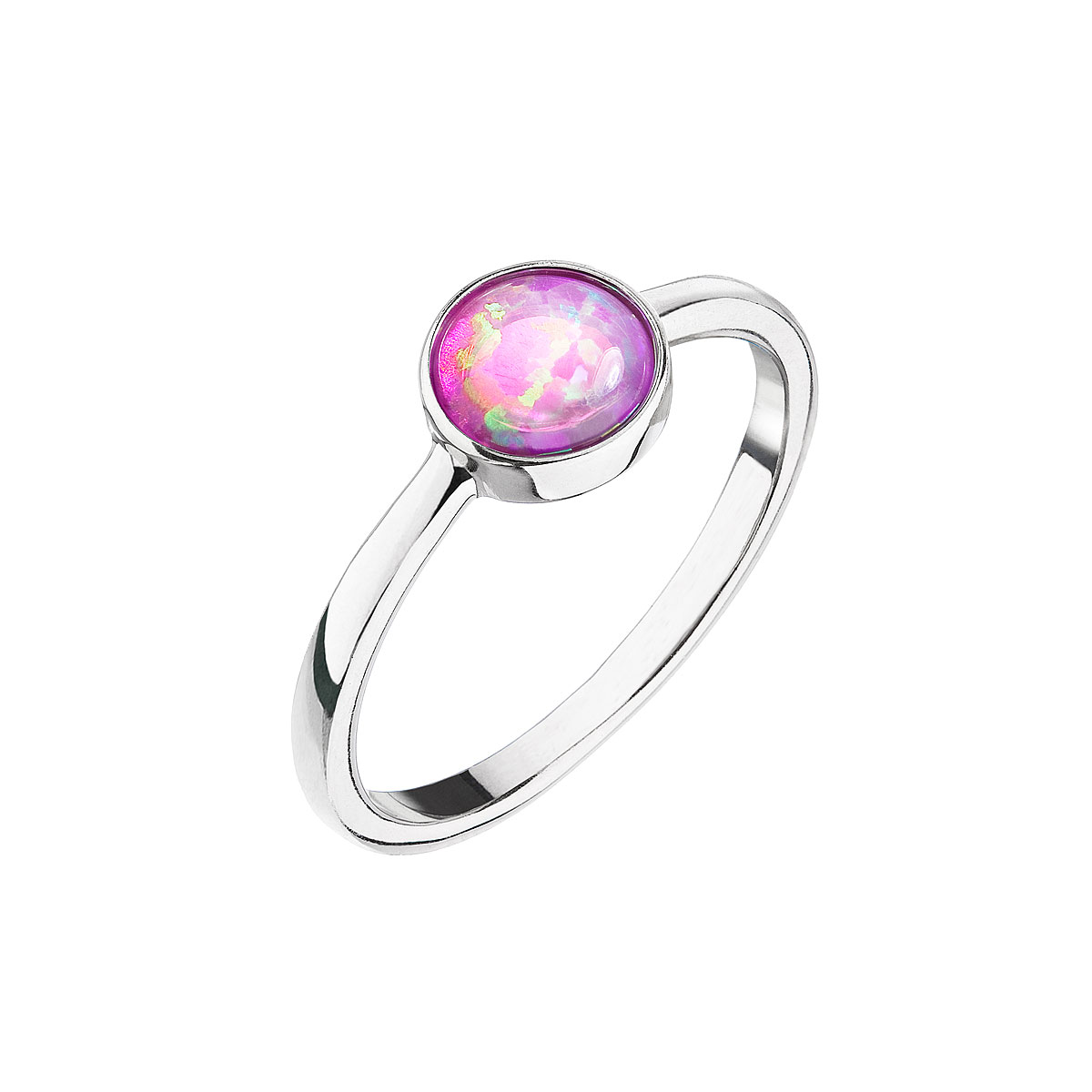 Prstene - Evolution Group Strieborný prsteň s ružovým opálom 15001.3 pink 52 mm