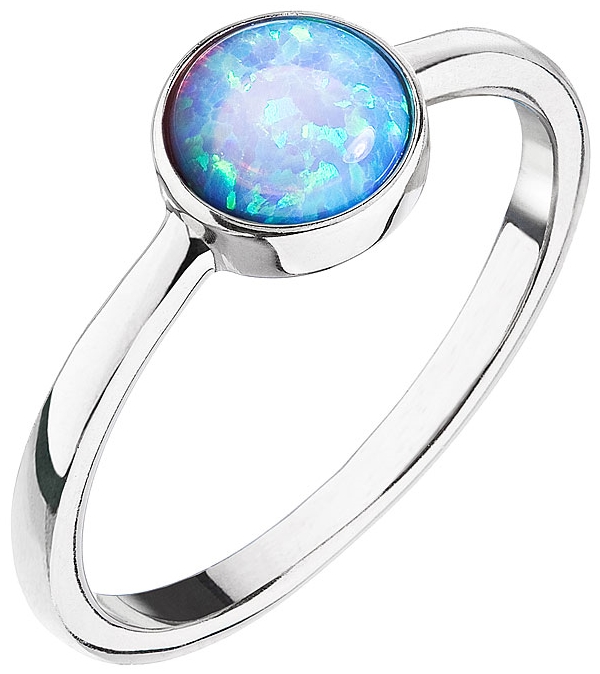 Strieborný prsteň so syntetickým opálom svetlo modrý okrúhly 15001.3