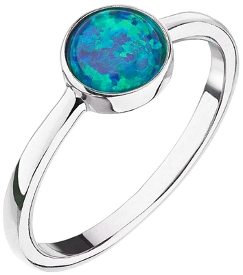 Strieborný prsteň so syntetickým opálom zelený okrúhly 15001.1 green