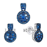 Sada šperkov so zirkónom náušnice a privesok modré okrúhle 19024.3
