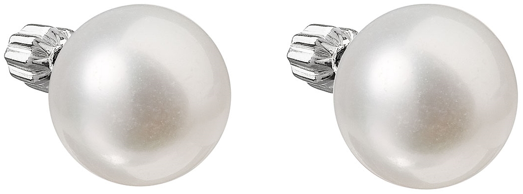 Strieborné náušnice kôstky s bielou riečnou perlou 21005.1