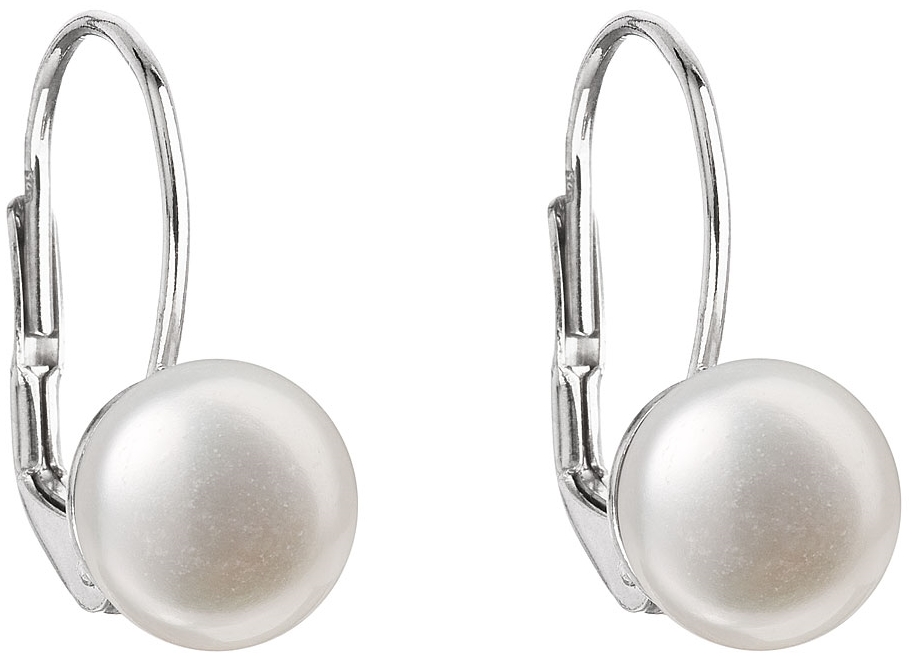 Strieborné náušnice visiace s bielou riečnou perlou 21009.1