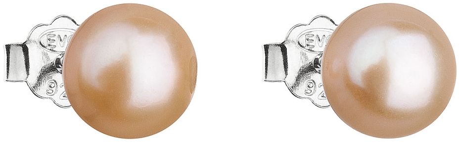 Strieborné náušnice perličky s oranžovou riečnou perlou 21042.3