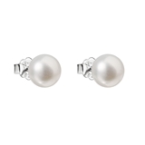 Strieborné náušnice perličky s bielou riečnou perlou 21042.1
