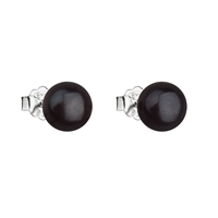 Strieborné náušnice perličky s čiernou riečnou perlou 21042.3