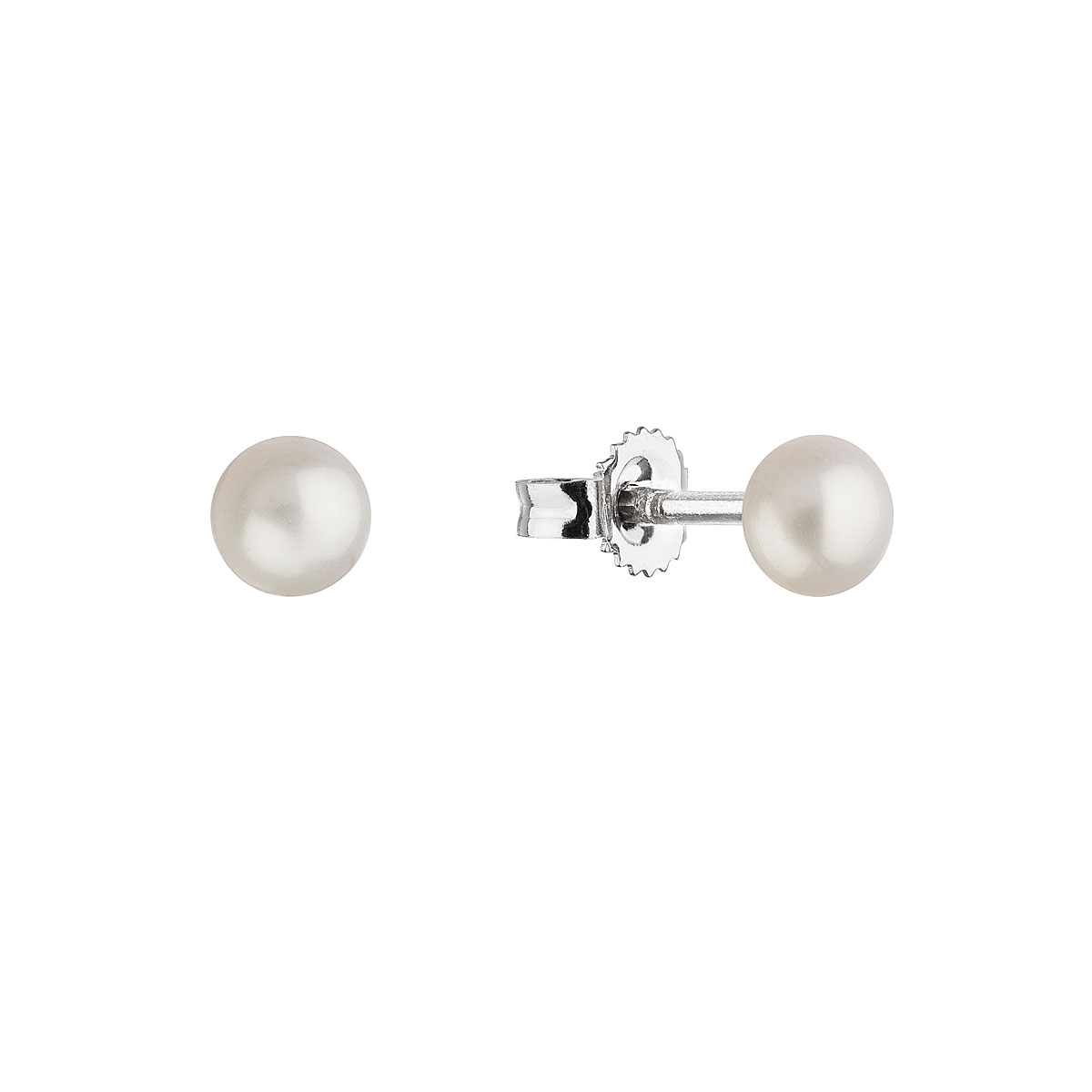 Strieborné drobné náušnice kôstky s bielou riečnou perlou 21063.1