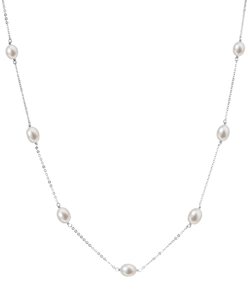 Perlový náhrdelník z pravých riečnych periel biely 22016.1