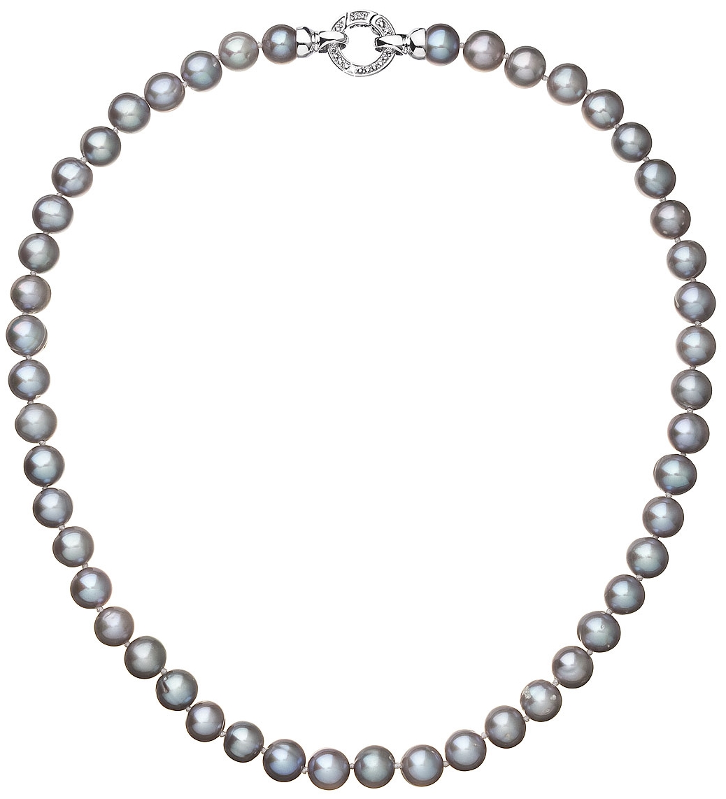 Perlový náhrdelník z pravých riečnych periel sivý 22028.3