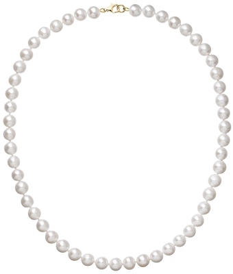 Perlový náhrdelník biely z pravých riečnych periel so zlatým 14 karátovým zapínaním 922003.1