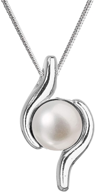 Strieborný náhrdelník s pravou riečnou perlou 22038.1 biely