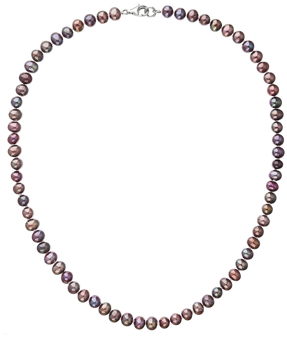 Perlový náhrdelník z pravých riečnych periel modrej oválnej perly 22037.3 dk.peacock