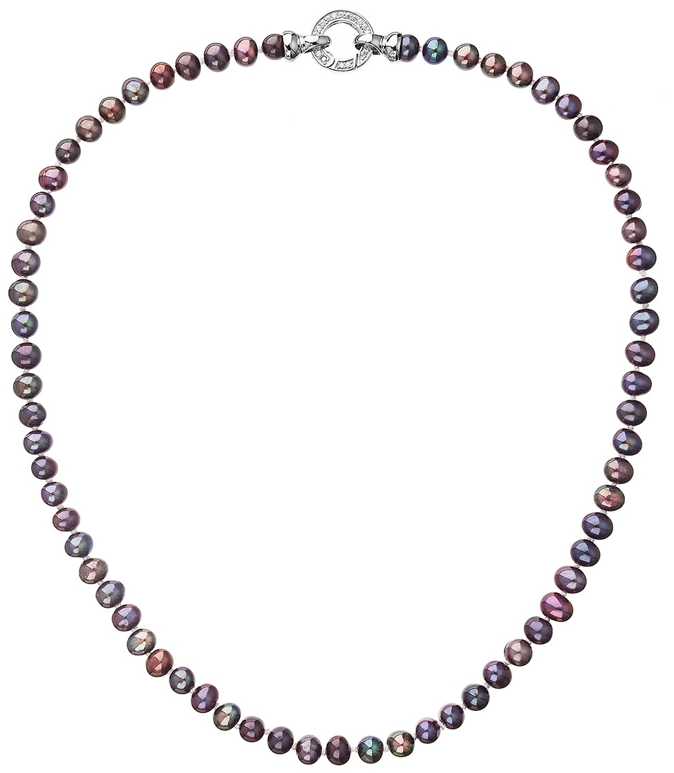 Perlový náhrdelník z pravých riečnych periel modrý 22001.3 dk.peacock