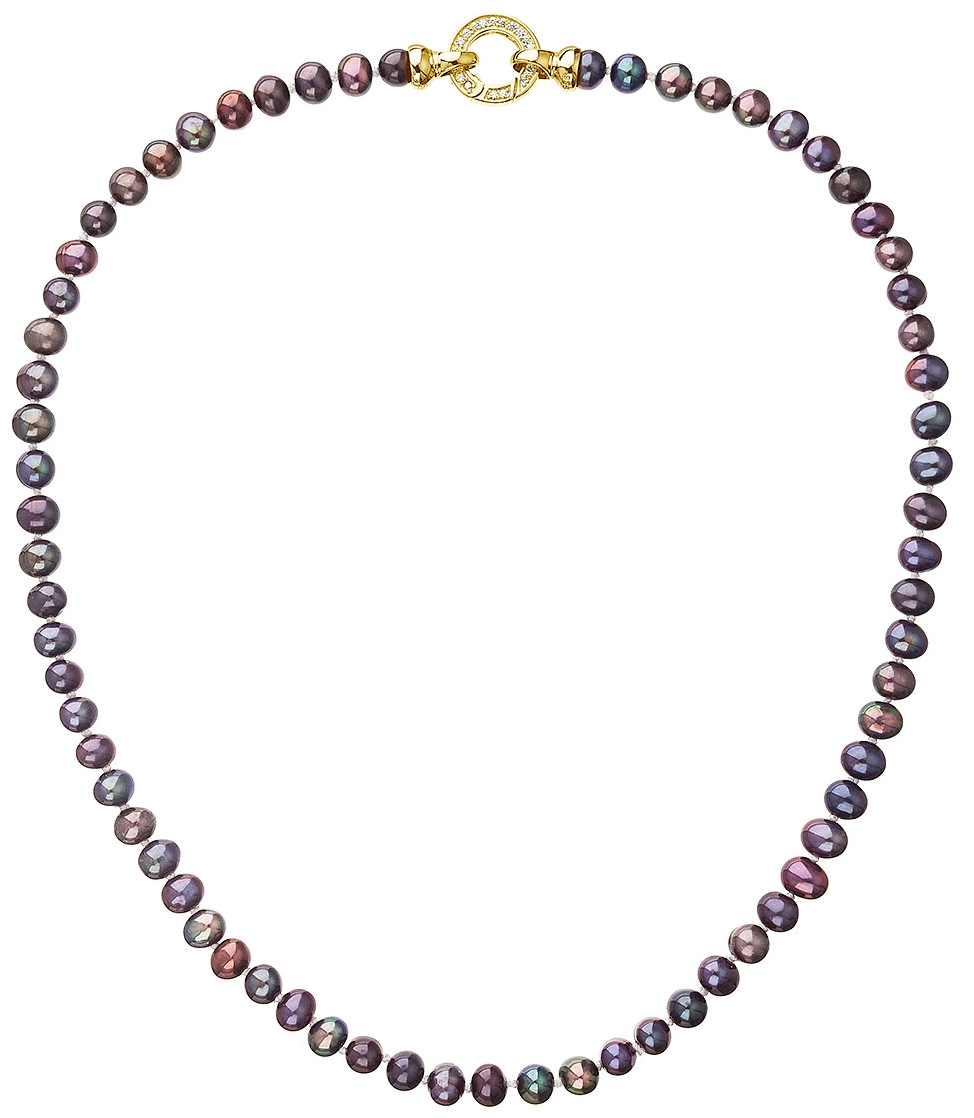 Perlový náhrdelník z pravých riečnych periel modrý 22001.3 dk.peacock Au plating