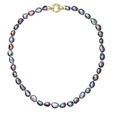 Perlový náhrdelník z pravých riečnych periel modrý 22027.3 peacock Au plating
