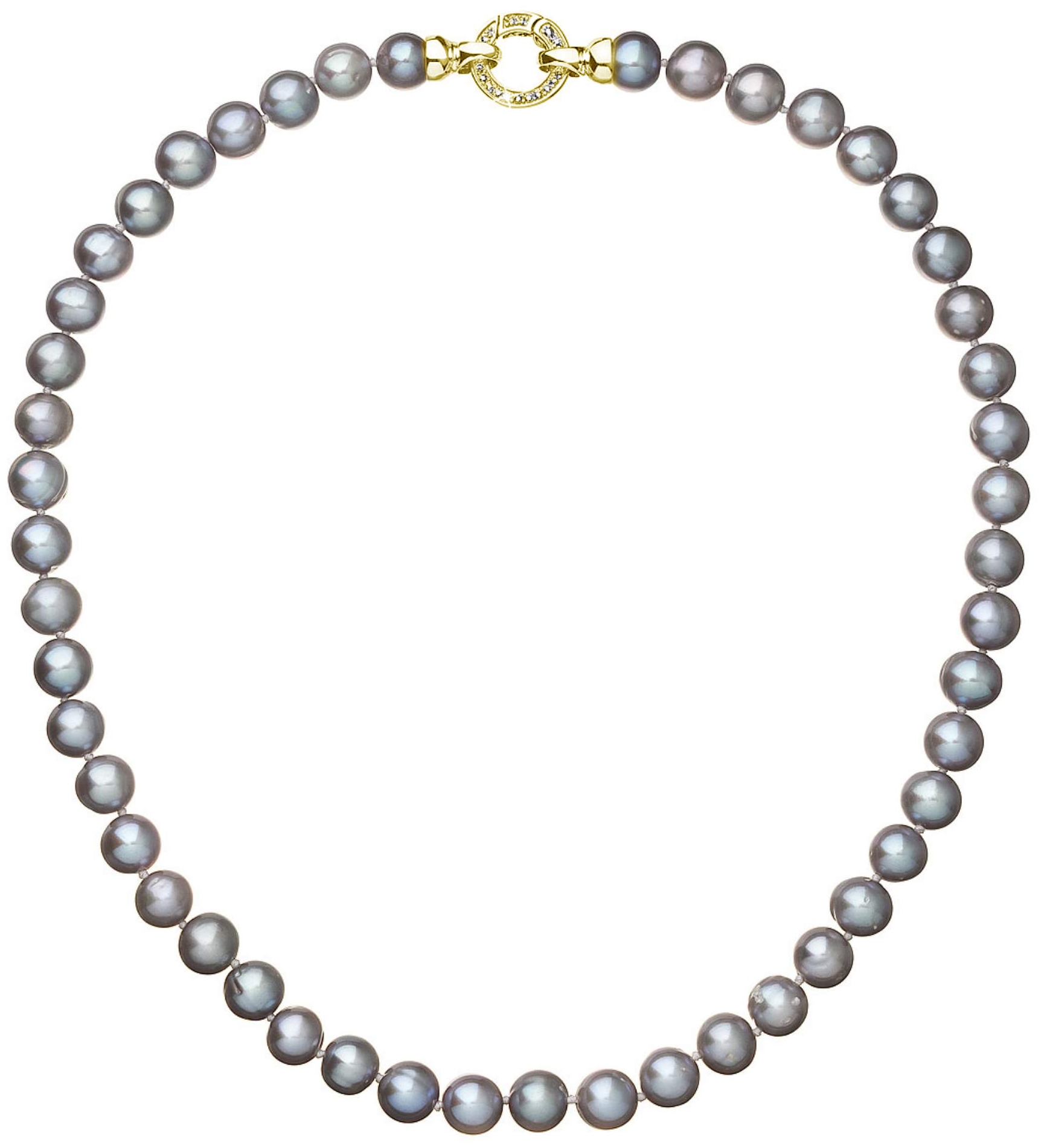 Perlový náhrdelník z pravých riečnych periel sivý 22028.3 grey Au plating