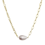 Pozlátený strieborný náhrdelník s riečnou oválnou perlou 22049.1