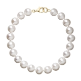 Perlový náramok biely z pravých riečnych perál so zlatým 14 karátovým zapínaním 923003.1