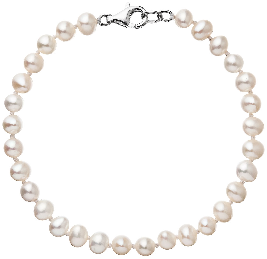 Perlový náramok z pravých riečnych periel biely 23012.1