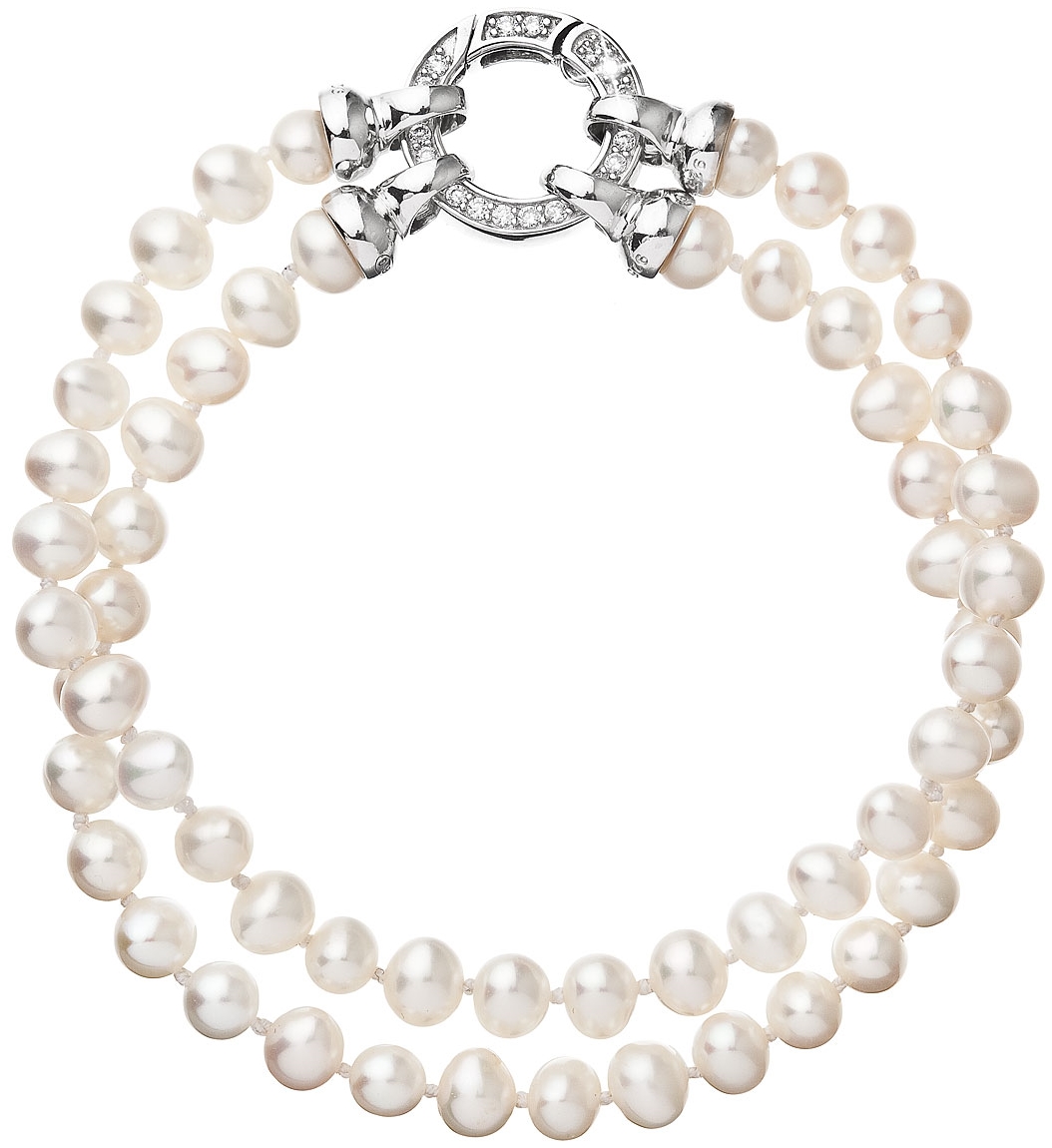 Perlový náramok dvojradový z pravých riečnych perál biely 23013.1