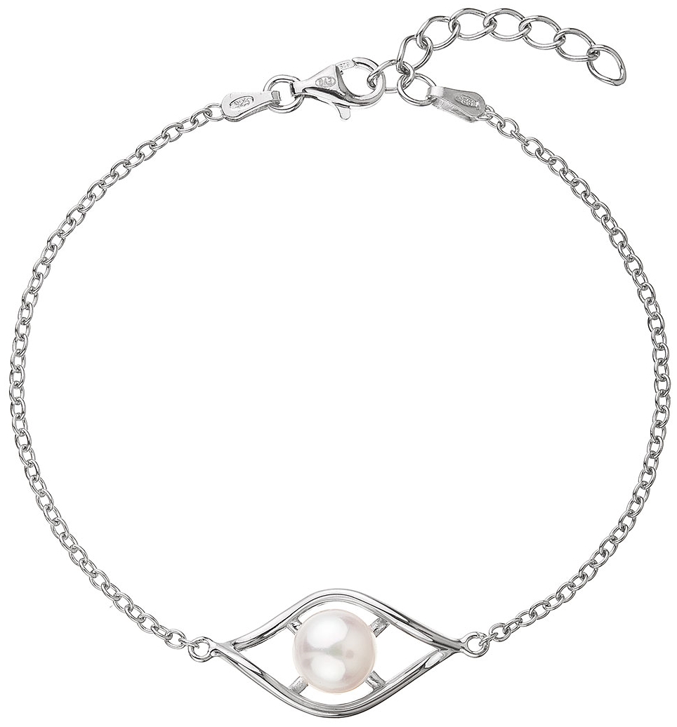 Perlový náramok z pravou riečnou perlou v lístočku biely 23017.1